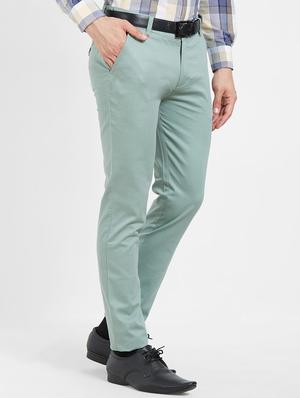 green flat front casual trouser - 16270659 - Standard Image - 2