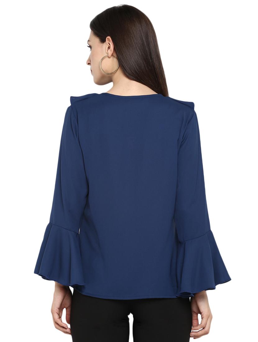 tie knot neck ruffle detail top - 16270925 - Zoom Image - 2