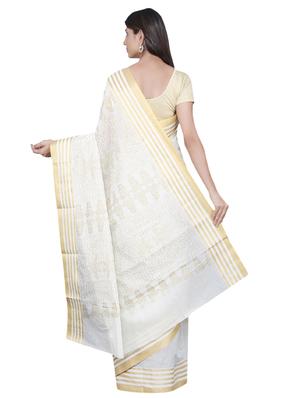 polka dots kasavu saree with blouse - 16270944 - Standard Image - 2