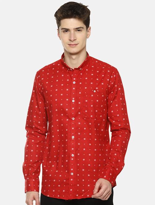 red printed casual shirt - 16271032 - Standard Image - 1