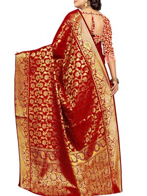 floral zari motif kanjivaram saree with blouse - 16271224 - Standard Image - 2