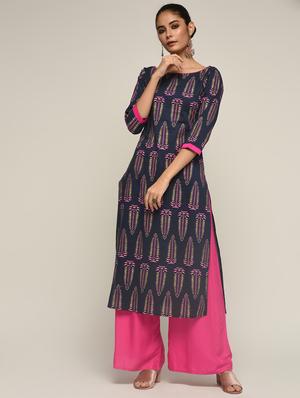 printed straight kurta - 16271584 - Standard Image - 2