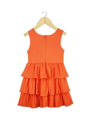 orange cotton blend frock - 16271725 - Standard Image - 2