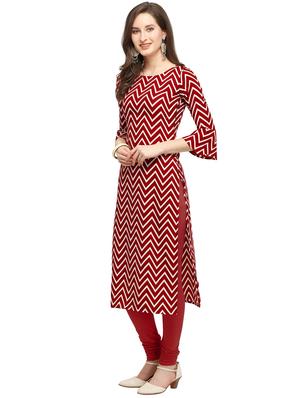 Chevron straight kurta - 16272134 - Standard Image - 2
