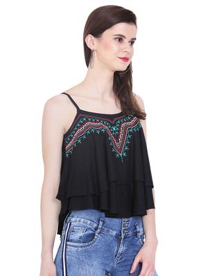 Embroidered layered crop top - 16272224 - Standard Image - 2