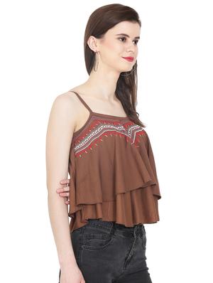 Embroidered layered crop top - 16272225 - Standard Image - 2