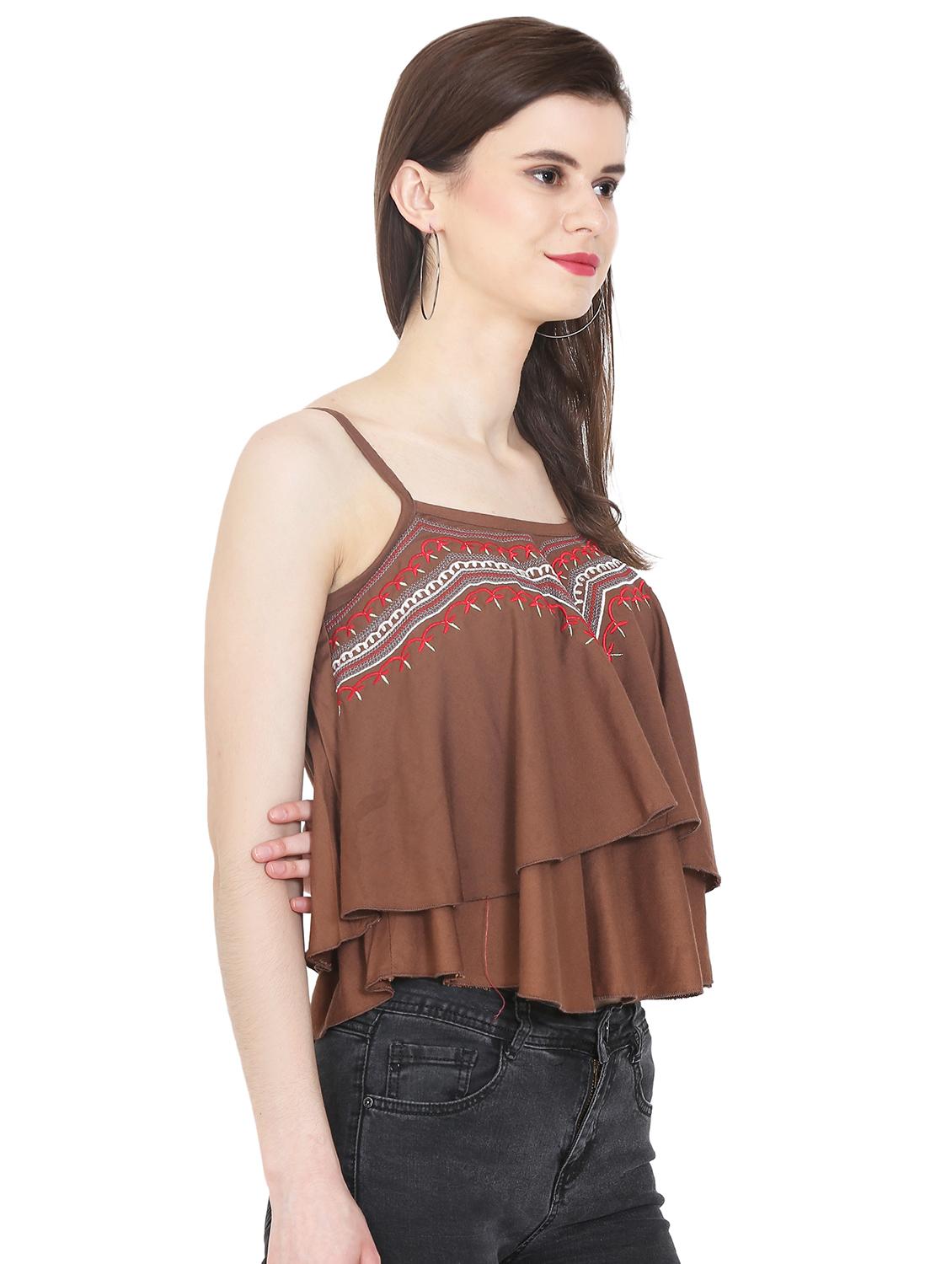 Embroidered layered crop top - 16272225 - Zoom Image - 2