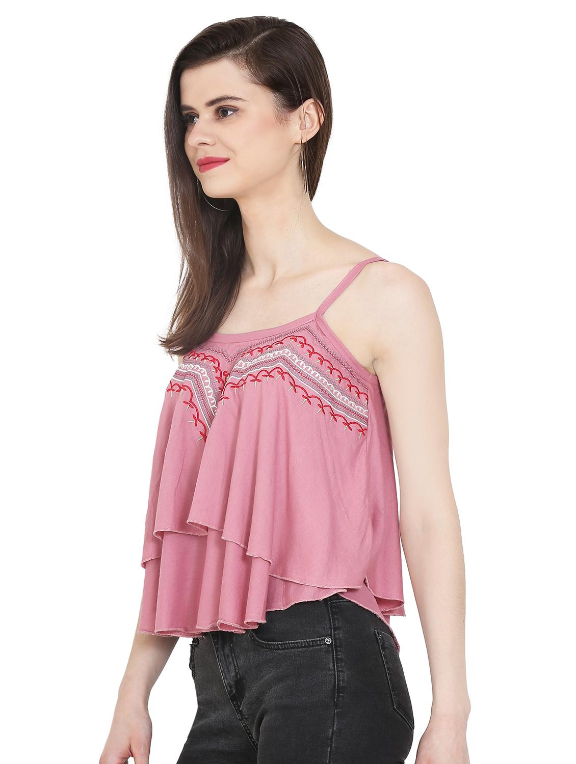 Embroidered layered crop top - 16272228 - Zoom Image - 2