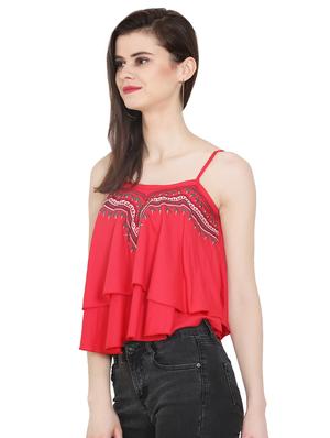 Embroidered layered crop top - 16272229 - Standard Image - 2
