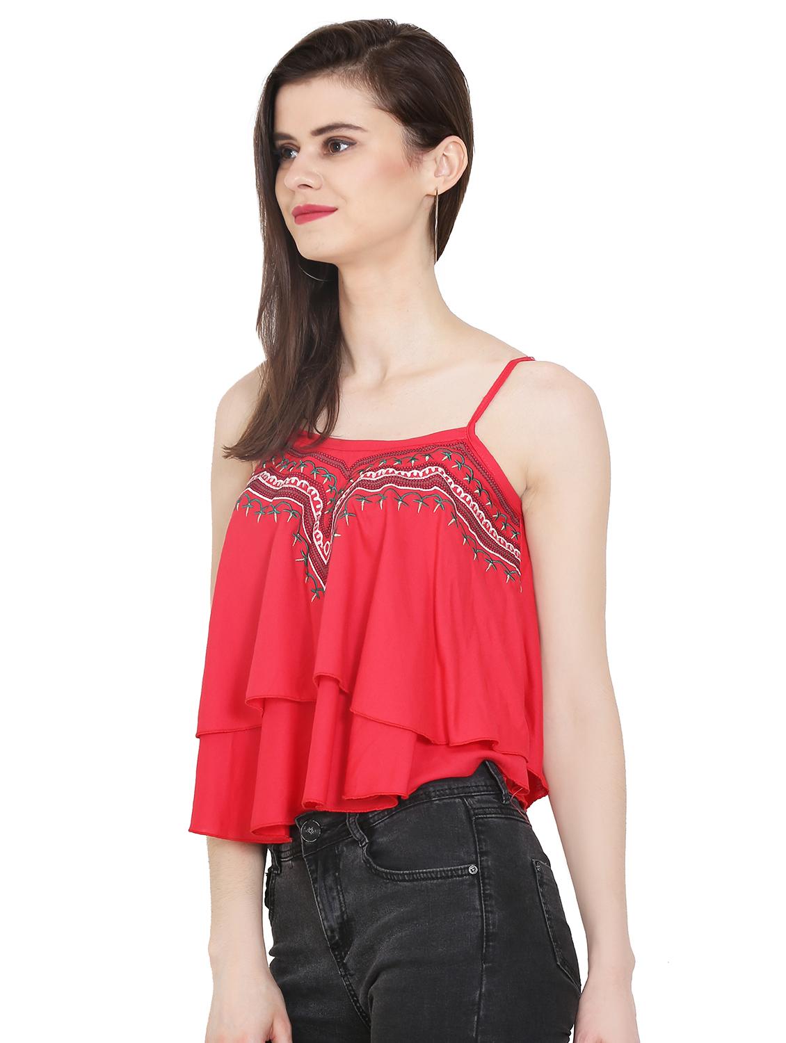 Embroidered layered crop top - 16272229 - Zoom Image - 2