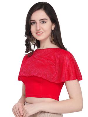 red cotton blend solid blouse - 16272552 - Standard Image - 2