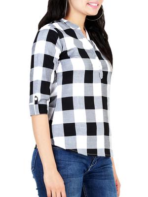 Checkered straight kurti - 16272696 - Standard Image - 2