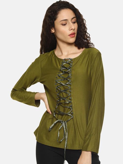 Lace up full sleeves top - 16272957 - Standard Image - 1