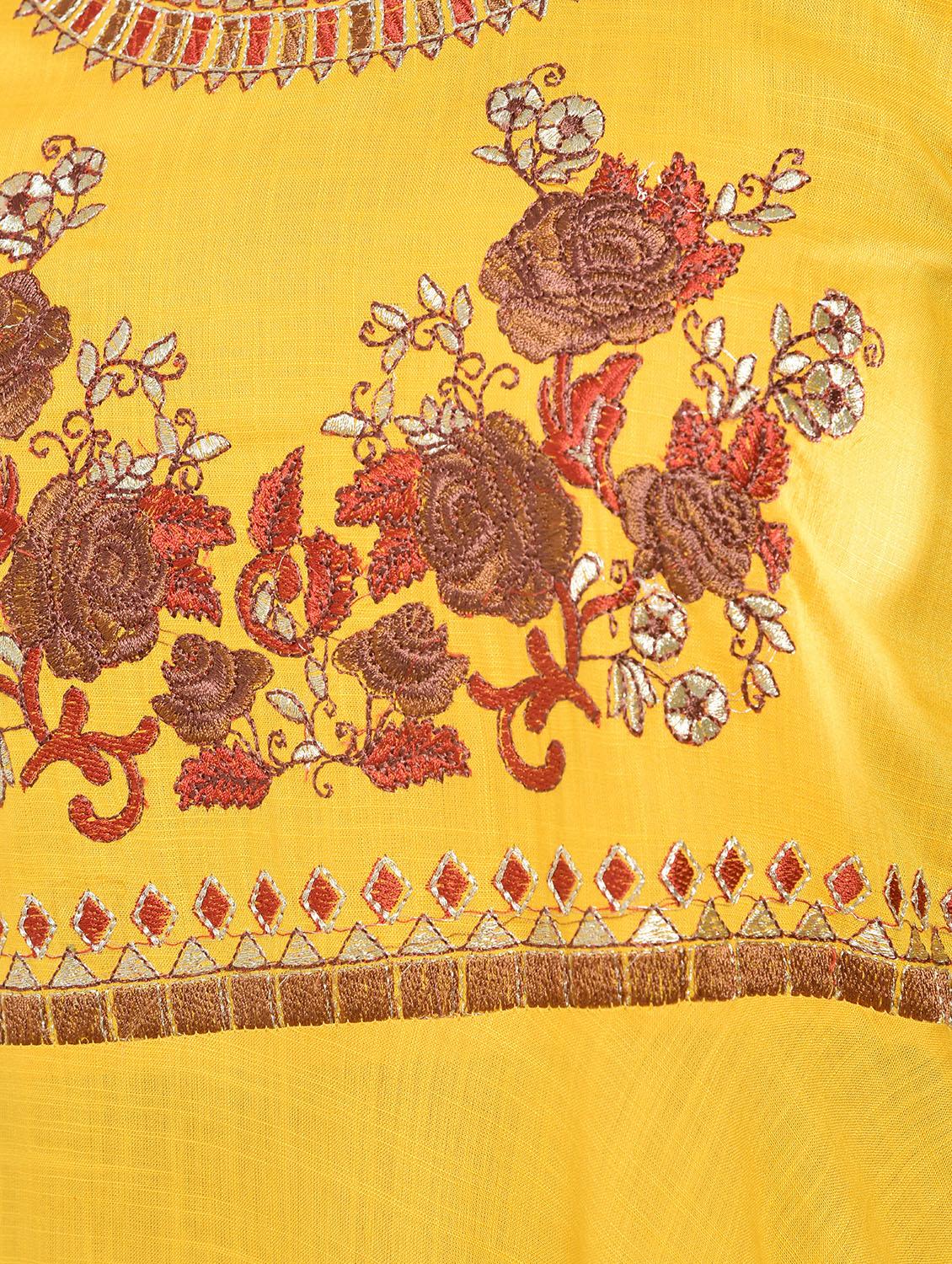 floral embroidered flared kurta - 16273513 - Zoom Image - 5