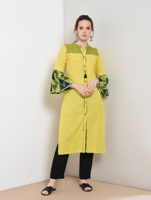 striped printed straight kurta - 16273662 - Standard Image - 2