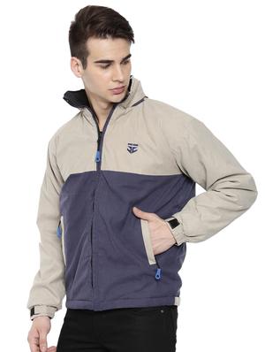 navy blue polyester color block casual jacket - 16273763 - Standard Image - 2