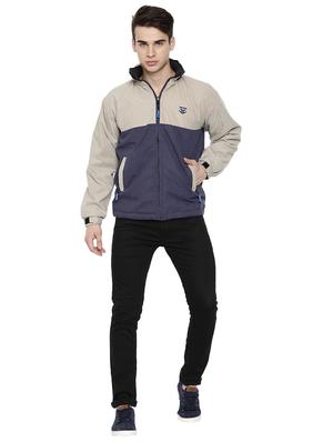 navy blue polyester color block casual jacket - 16273763 - Standard Image - 5