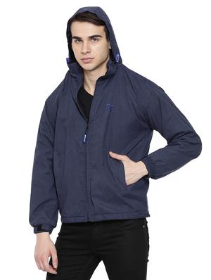 navy blue polyester reverisble casual jacket - 16273765 - Standard Image - 2
