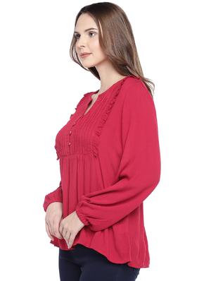 ruffle detail pin tucked top - 16274326 - Standard Image - 2