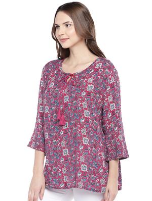 tie up neck a-line tunic - 16274327 - Standard Image - 2