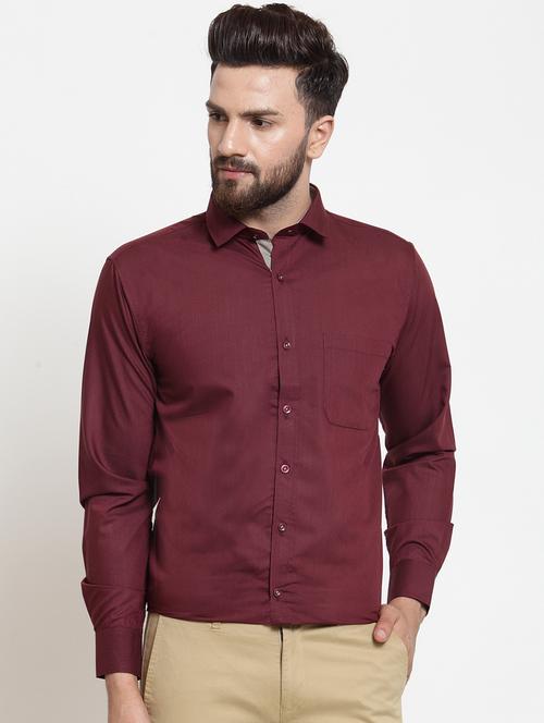 red solid formal shirt - 16274374 - Standard Image - 1