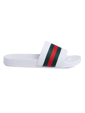 white rubber slip on flip flops - 16274432 - Standard Image - 2