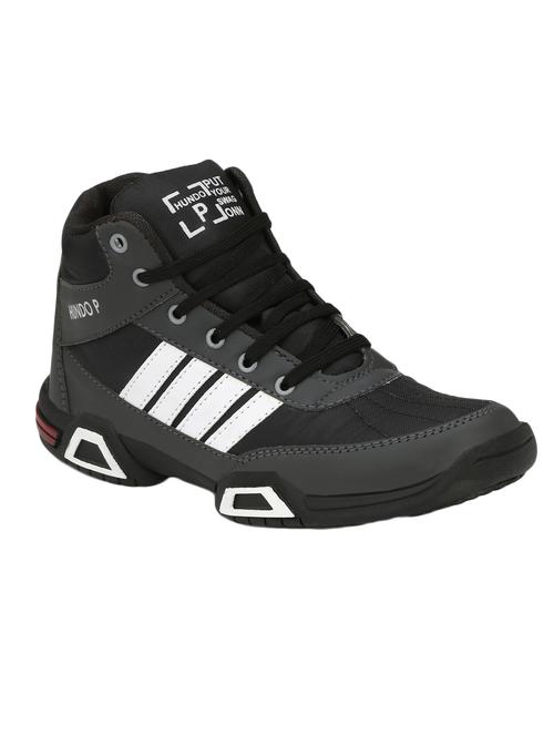 grey leatherette lace up sport shoes - 16274474 - Standard Image - 1