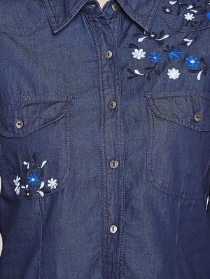 floral embroidered denim shirt - 16274885 - Standard Image - 5