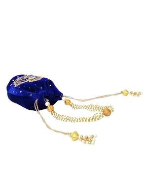 blue velvet ethnic potli - 16275014 - Standard Image - 2