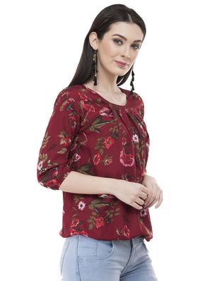 pleat detail foral regular top - 16275239 - Standard Image - 2