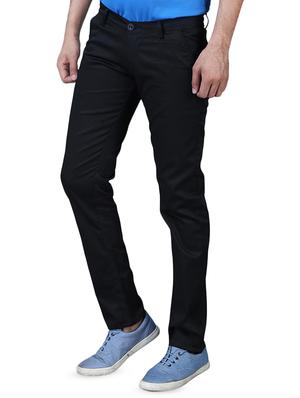 black solid flat front casual trouser - 16275261 - Standard Image - 2