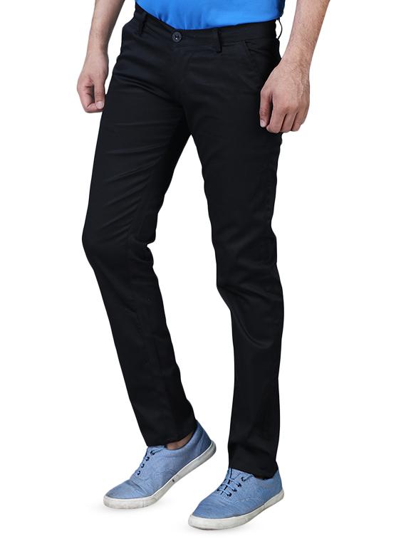 black solid flat front casual trouser - 16275261 - Zoom Image - 2
