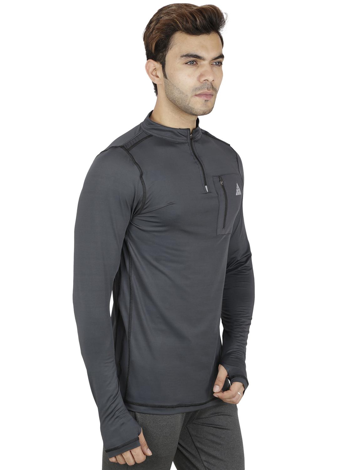 grey polyester thumb hole tshirt - 16275898 - Zoom Image - 2