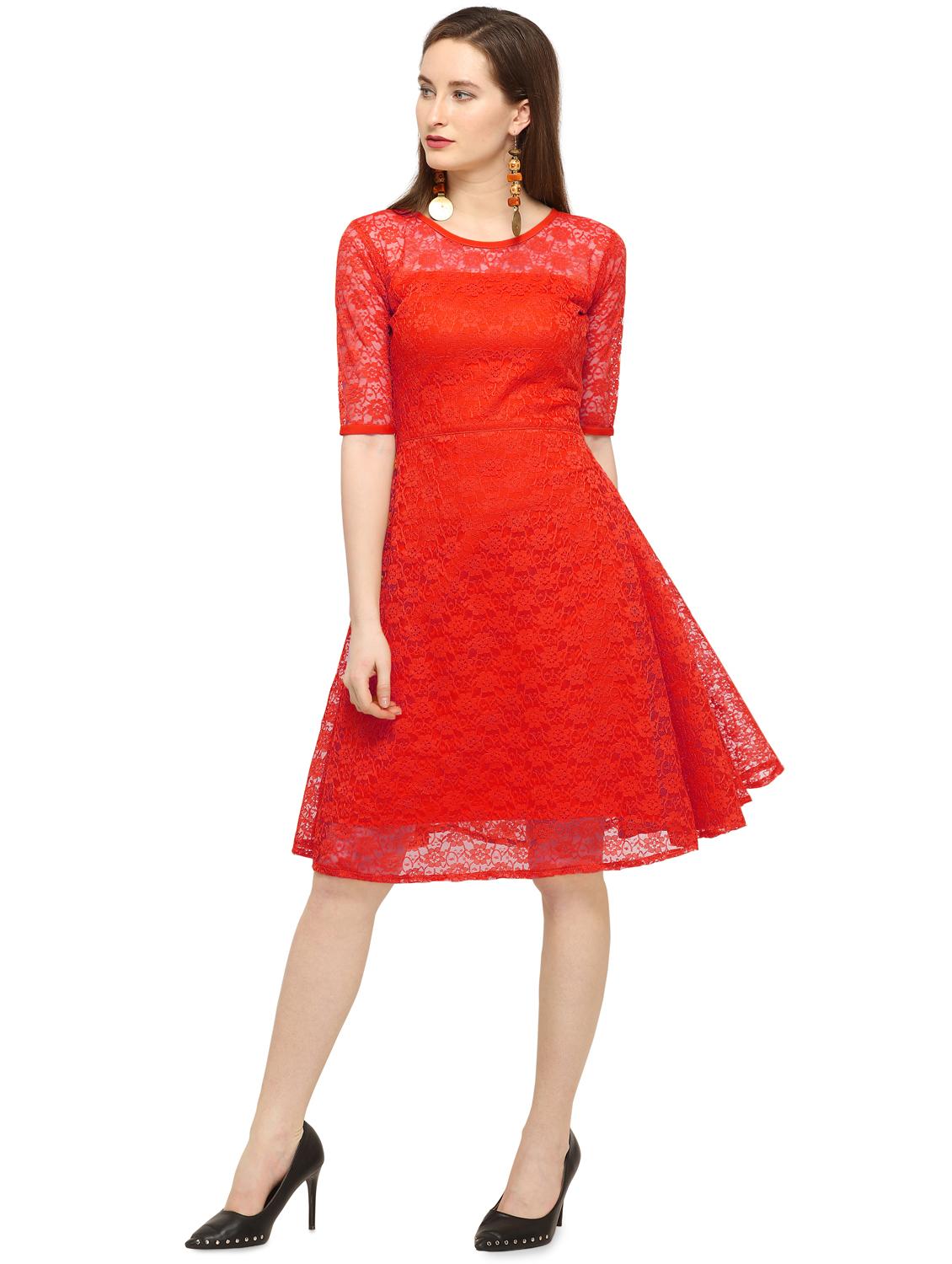 floral lace flared dress - 16276949 - Zoom Image - 2