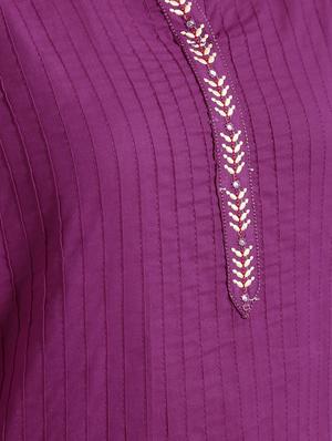 pintucks solid kurta with palazzo set - 16277084 - Standard Image - 5