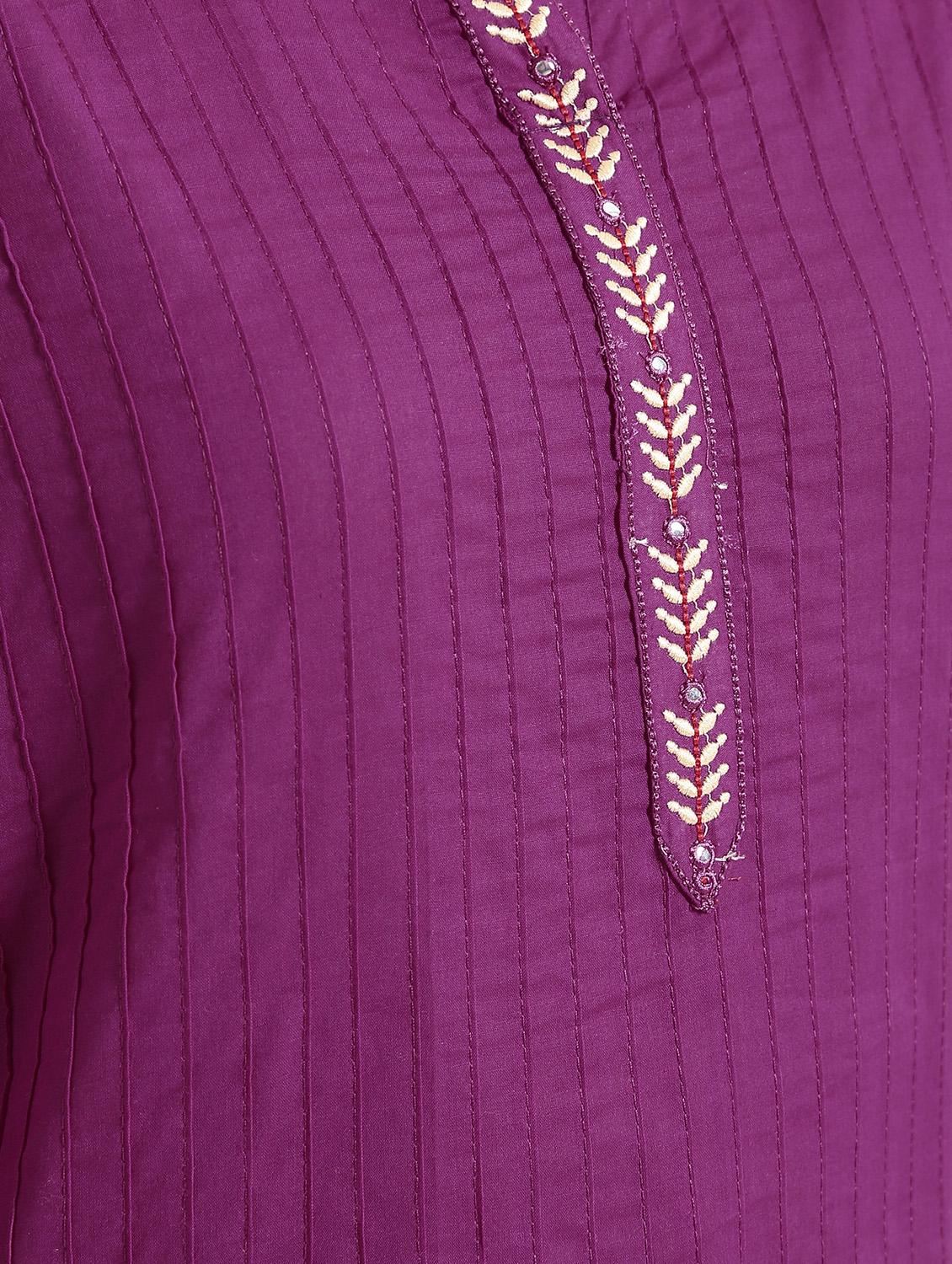 pintucks solid kurta with palazzo set - 16277084 - Zoom Image - 5