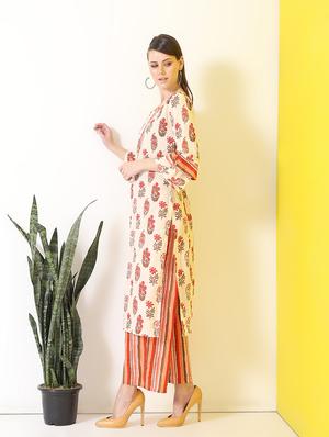 bell sleeved kurta with palazzo set - 16277109 - Standard Image - 2