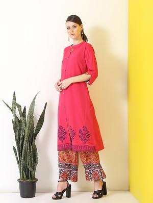 block print kurta palazzo set - 16277147 - Standard Image - 2