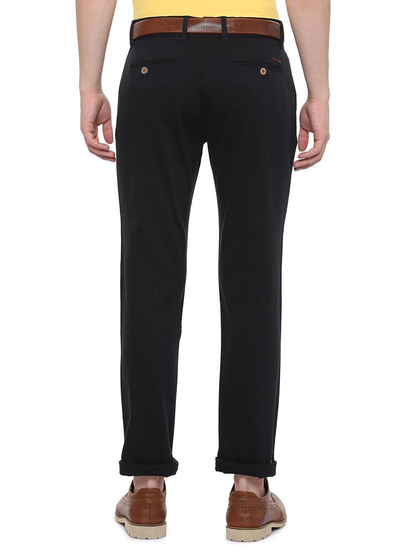 navy blue solid chinos - 16278035 - Zoom Image - 2