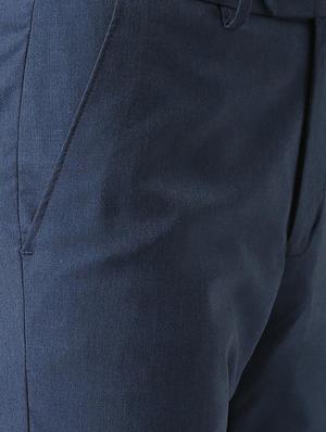 blue solid flat front formal trouser - 16278121 - Standard Image - 5