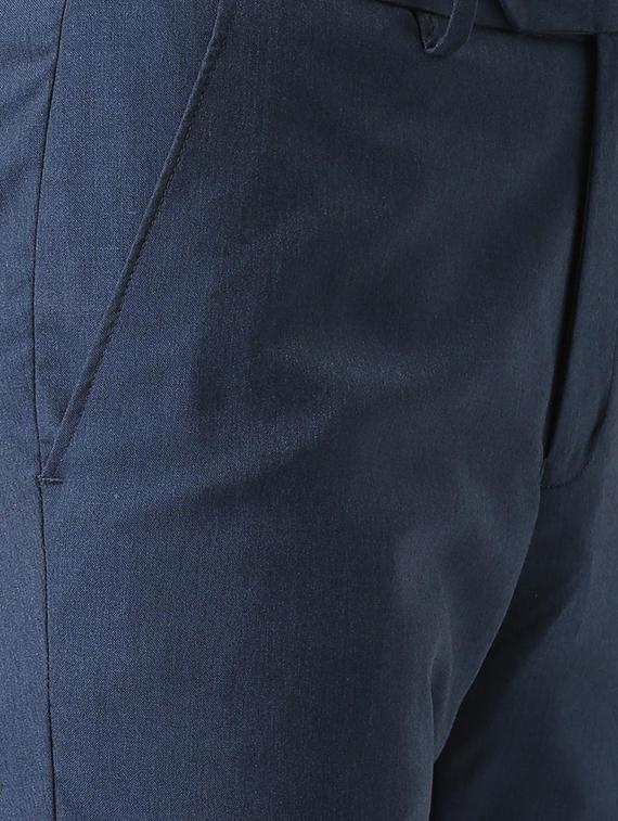 blue solid flat front formal trouser - 16278121 - Zoom Image - 5