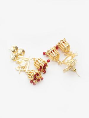 red jhumka earring - 16278874 - Standard Image - 2