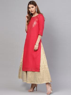 foil printed straight kurta - 16278997 - Standard Image - 2