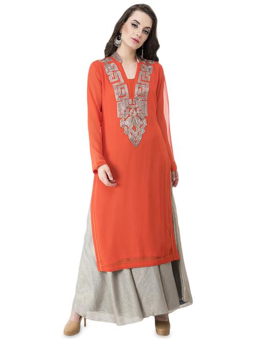 embellished straight kurta - 16279347 - Very Small Image - 1