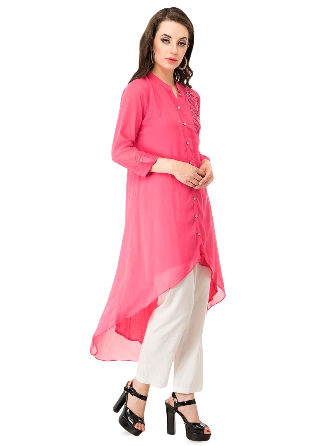embellished high-low kurta - 16279388 - Zoom Image - 2