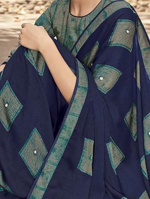 geometrical printed saree with blouse - 16280011 - Standard Image - 2