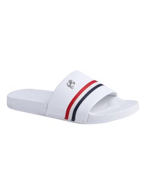 white leatherette slip on flip flops - 16280392 - Standard Image - 2