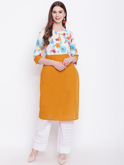 floral straight kurta - 16280976 - Standard Image - 1