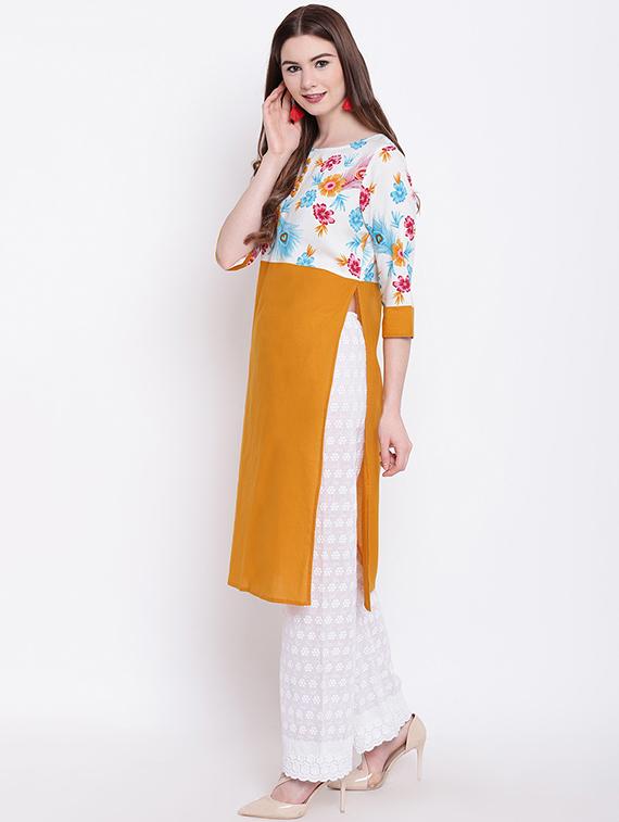 floral straight kurta - 16280976 - Zoom Image - 2