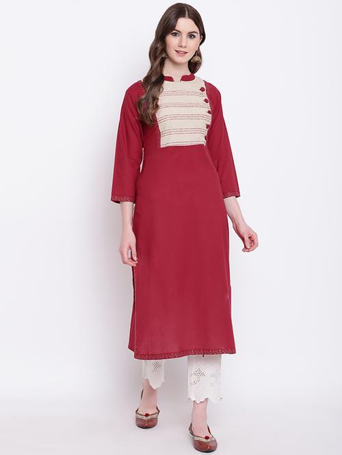 Contrast straight kurta - 16281055 - Standard Image - 1